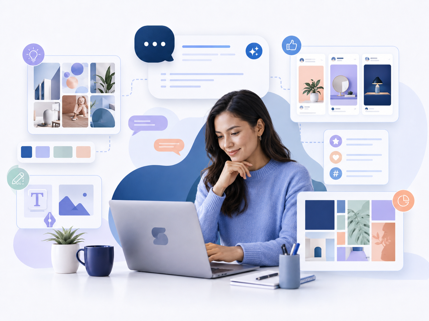 Business professional organizing disconnected information into a practical AI-supported workflow