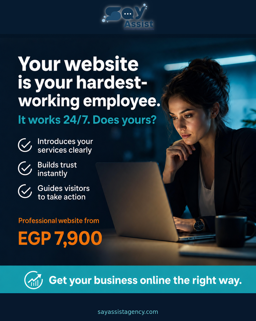 Start-up website إعلان عرض تصميم موقع احترافي من SayAssist